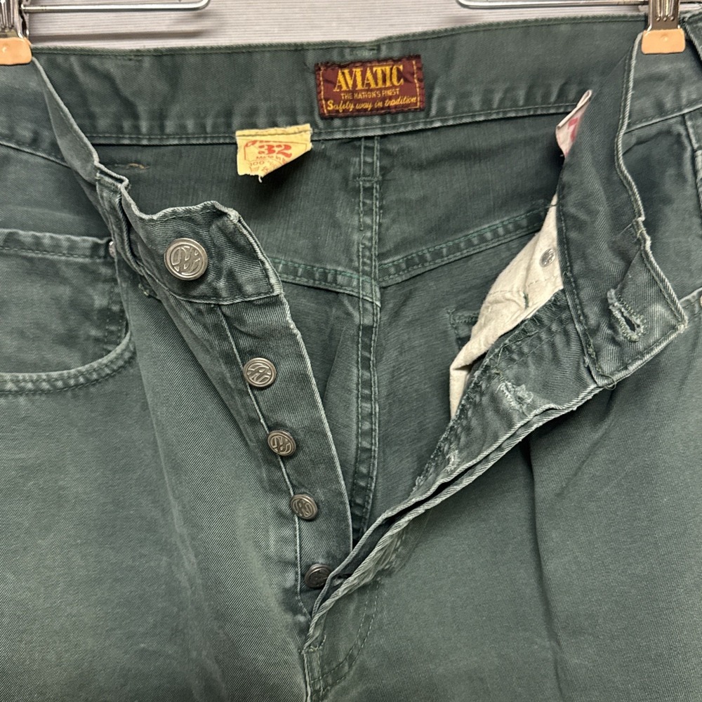 Vtg Aviatic Blue Green Button Fly Jeans - Italy - READ 31" Waist 30" Inseam Teal - Picture 9 of 11